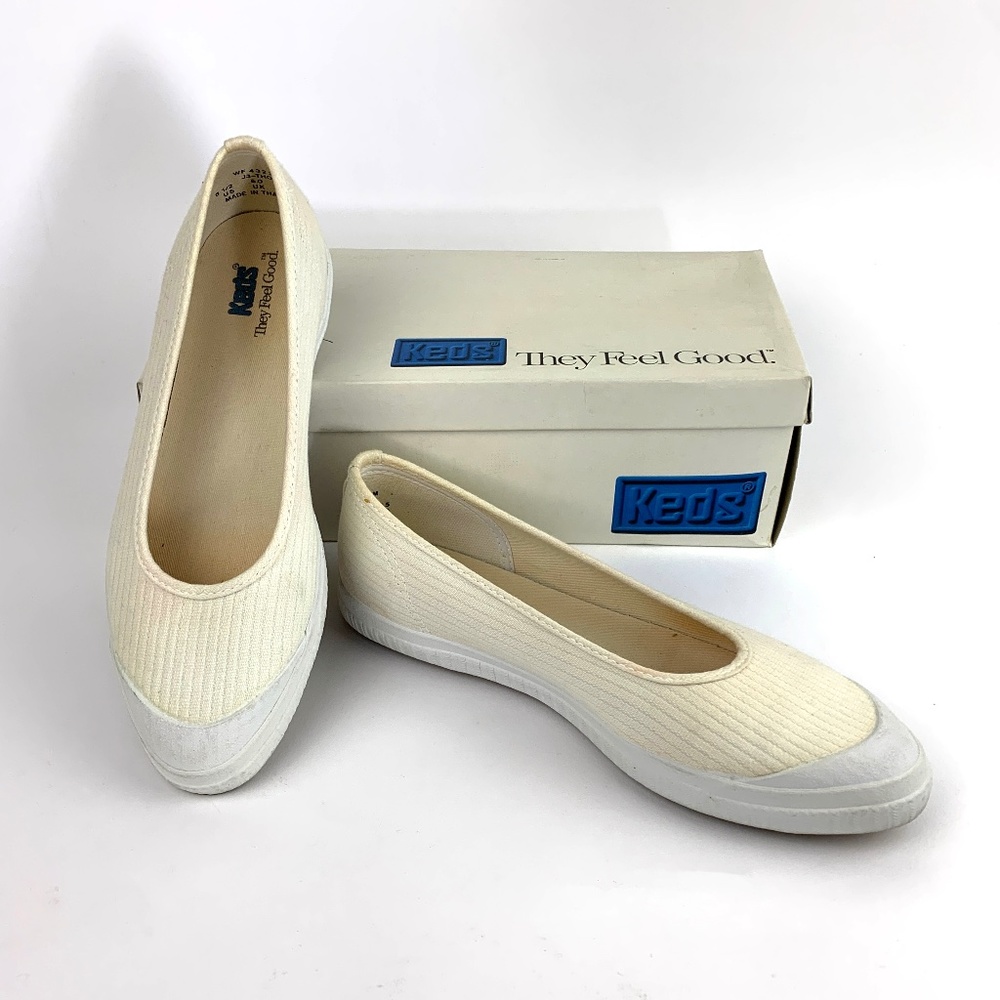 Keds Women Gillian White Ribbed Slip On Sneakers 8 1/2M with Original Box